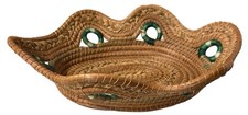 Pine Needle Artisan Hand Woven Basket Natural Coiling Stitch Craft Fascicle