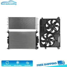 Aluminum Radiator Condenser & Cooling Fan Kit For 2013-2016 Ford Fusion 2.0L l4