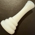 Randall White Milk Glass Bud Vtg Vase 6" Atomic Beehive 3 Round Ring Band Flower