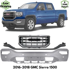 Front Bumper Face Bar Chrome & Grille Assembly Kit For 2016-2018 GMC Sierra 1500