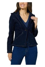 DG2 by Diane Gilman Virtual Stretch Embellished Denim Blazer Indigo