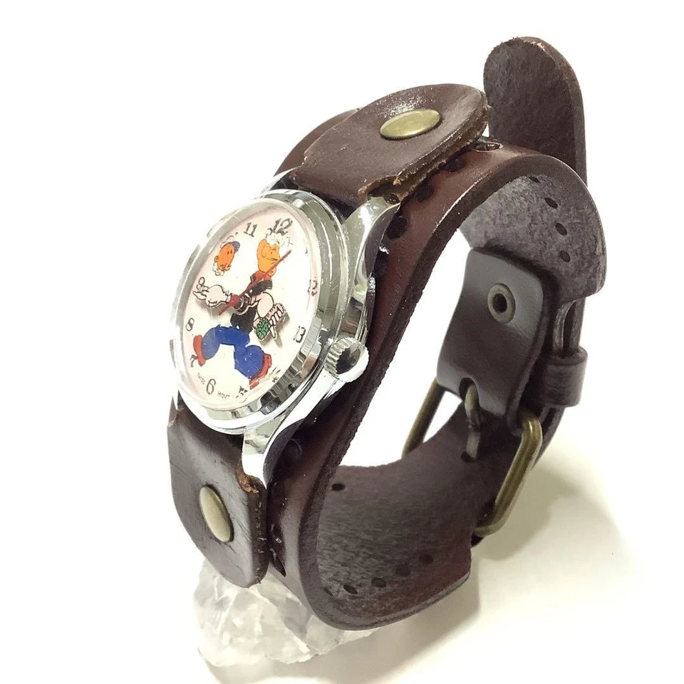 Orologio Popeye Swee'Pea Retro Uomo Carica Manuale Argento 34mm Vintage Anni ... - Immagine 2 di 4