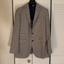Sid Mashburn Wool/Silk Houndstooth Virgil - Chocolate/Bone - 50IT (40US)