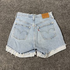 Levis Premium 501 Shorts Womens W28 Light Wash High Rise Denim Cutoff Button Fly