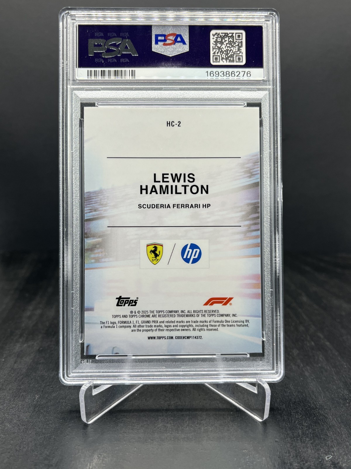 2025 Topps Chrome Formula 1 F1 Lewis Hamilton Helmet Collection PSA 10 #HC-2 (B) view 2
