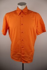 HUGO BOSS Mens M Vintage Casual Cotton Short Sleeve Shirt Orange