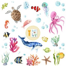 Non Slip Bathtub Stickers Sea Organism Adhesive Kids Anti Slip Decal Threads