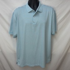 PETER MILLAR LIGHT BLUE STRIPED CROWN CRAFTED MILES PERFORMANCE JERSEY POLO XL
