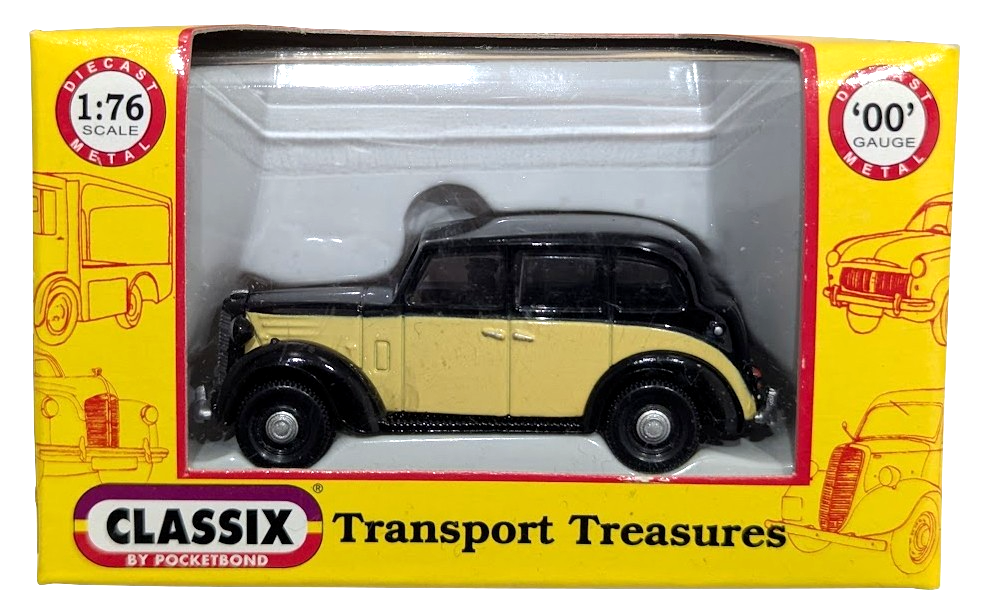 1:76 Scale Classix by Pocketbond EM76831 Austin FL1 Car - Black over Cream