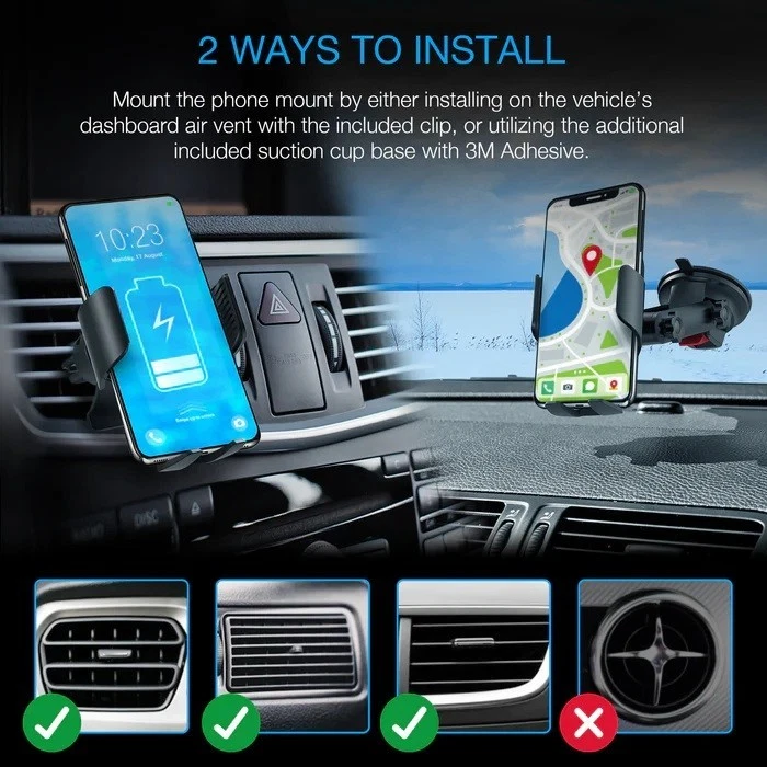 Rexing CX5 Motorized Wireless 15W/7.5W Qi Charging Car Mount for iPhone, Android - Image 3 of 4