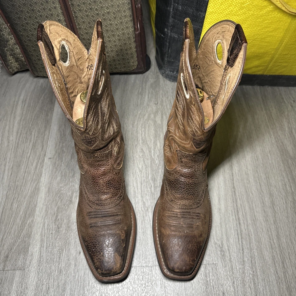 Botas occidentales ARIAT #34624 marrón punta cuadrada punto de llama talla 10EE de EE. UU. Foto 2 de 4