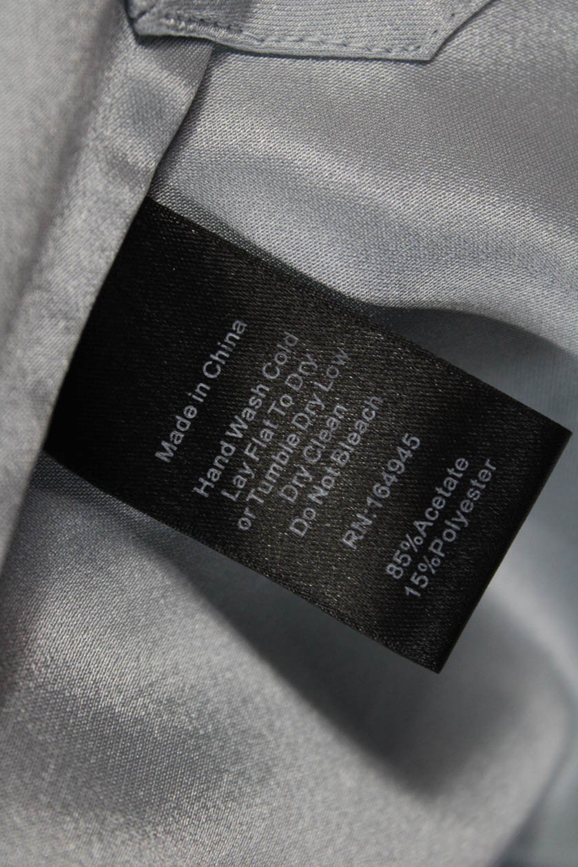 Toccin Womens Basic Collared Gray Long Sleeve But… - image 4