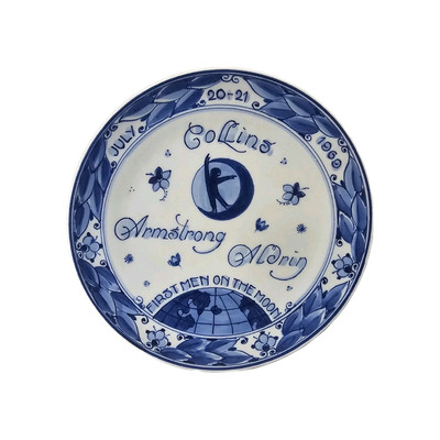 1969 ROYAL DELFT APOLLO 11 COLLECTOR PLATE Porcelain Moon Lunar Lander ''Rare''