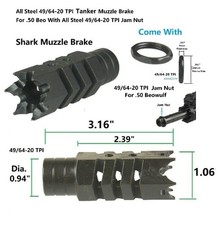 Black Steel Shark 49/64x20 TPI Tanker Muzzle Brake Compensator Beo50 W Jam Nut