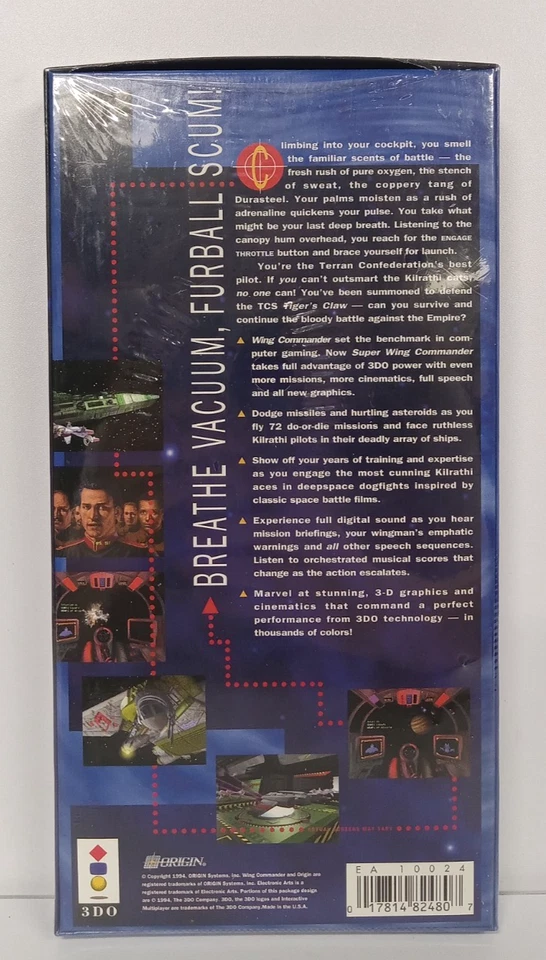 Super Wing Commander (Panasonic 3DO, 1994) - SEALED LONG BOX, *Tear in Seal* - Image 2 of 4