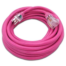 14 Gauge Heavy Duty SJTW Extension Cords - Pink - Indoor / Outdoor Lighted