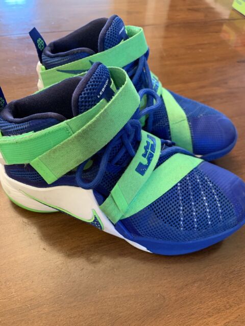 lebron james blue and green shoes