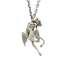 Stainless Steel Devil Angel Necklace Pendant Jewelry Fashion Chain