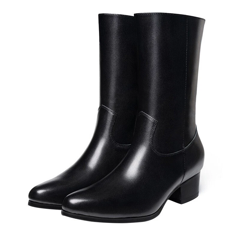 Mid calf block heel cheap boots