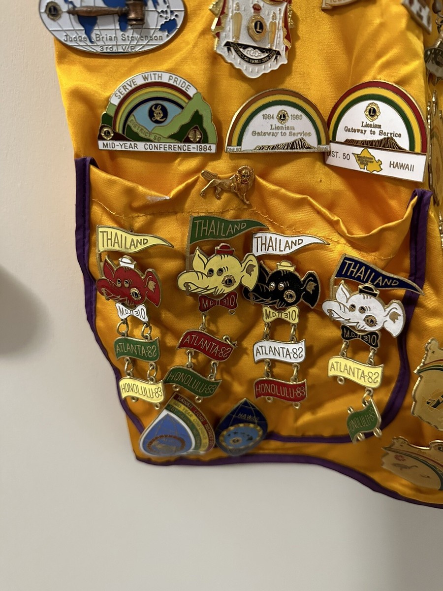 Vintage Vtg Lions Club Vest And Pins. Roughly 100 Pins | eBay