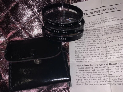 Three Coated Lens Close Up Filters by Camrex 52mm No. 1, 2, 3 with Case