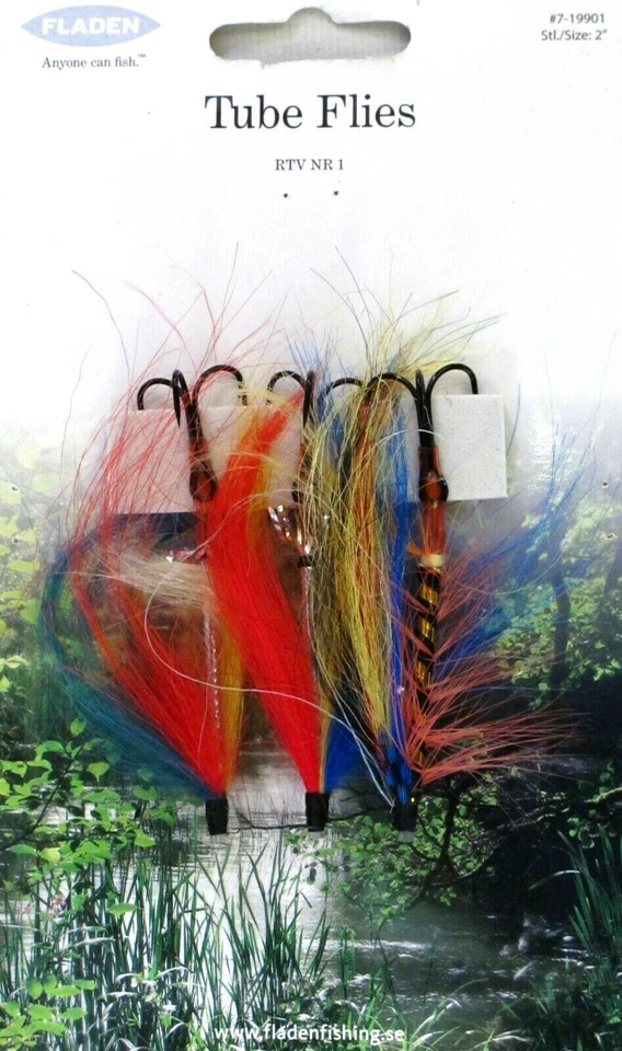 3 Fladen 2" Tube Flies Lures Salmon Pike Trout Perch & 3" Glitter Worms Predator Foto 2 de 4