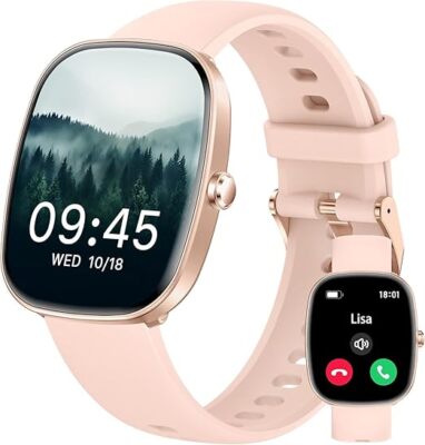 Smart Watch for Men Women Answer/Make Calls with Heart Rate Blood Pressure-Pink