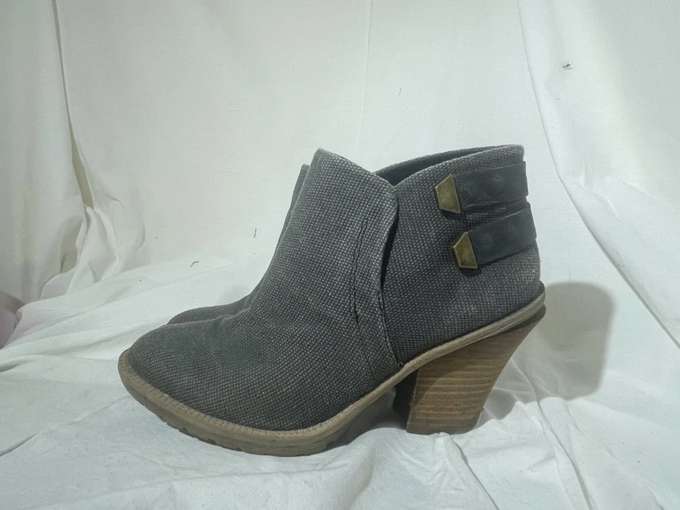 Kenneth Cole Reaction Womens Denim Look Kit-ty Booties Canvas Leather Size 8 - Image 2 of 4