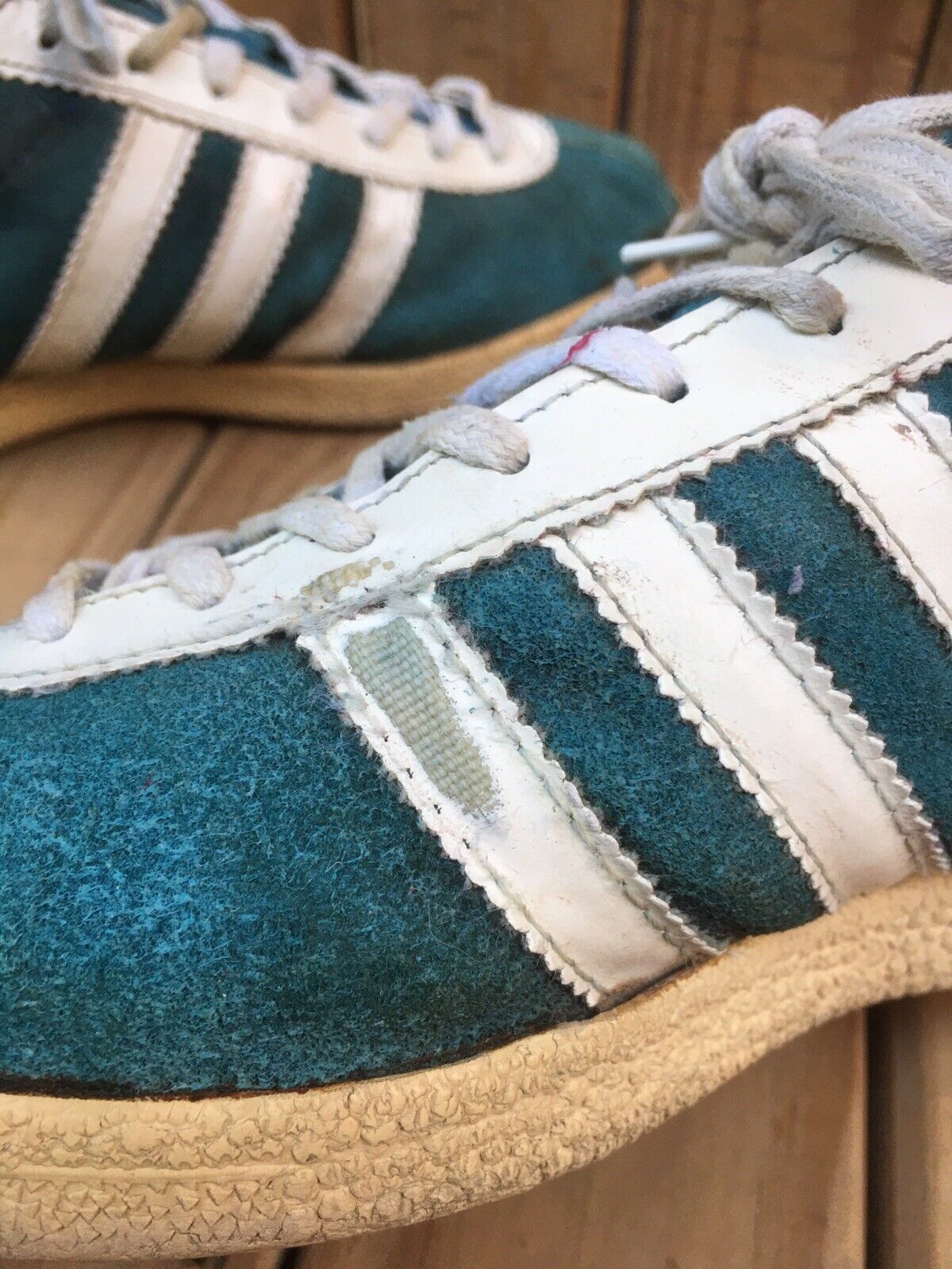 VTG 80'S Adidas light Blue  suede Shoes made in w… - image 5