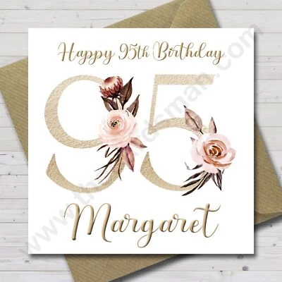 CHEEKYCHAPPYCARDS Personalised 95th Birthday Card Mum Auntie Grandma Gran Nan Mam Friend Bestie