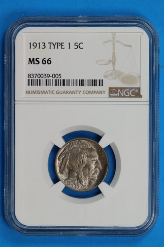1913 5C INDIAN HEAD BUFFALO NICKEL NGC MS66 TY1 Early US Type Coin -004