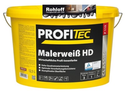 ProfiTec P115 Malerweiss HD 12,5 Liter wirtschaftliche Profi Innenfarbe