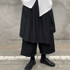 Japanese Women Casual trousers culottes High waist loose layering Wide leg pants