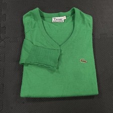 Vintage 70s Izod Lacoste Sweater Medium Green Orlon Acrylic Union Made in USA