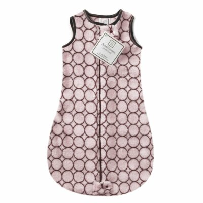 New Swaddle Designs Cozy zzZipMe Sack - Brown Mod Circles, Pastel Pink
