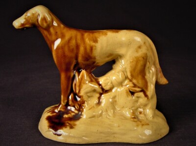 Yellow Ware Rockingham Dogs VERY RARE 1800s STANDING DOG YELLOW WARE ROCKINGHAM GLAZE STAFFORSHIRE ...