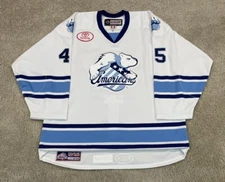 Rochester Americans Game Worn Used Polar Bear Specialty CCM AHL MIC Jersey 54