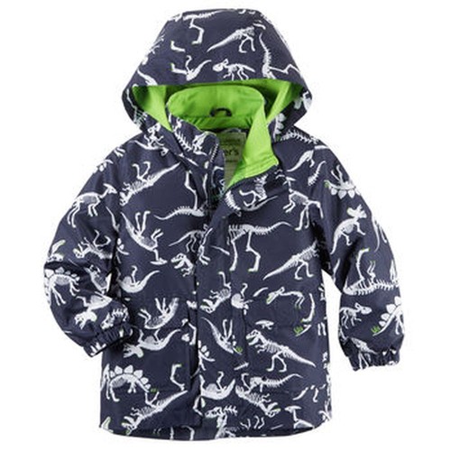 New Carter's Dinosaur Bones Navy Blue Hooded Raincoat size 2T 3T 4T 5 6
