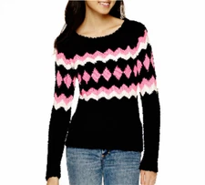Arizona Long-Sleeve Popo Sweater Juniors Size S New Tokyo Pink/blk