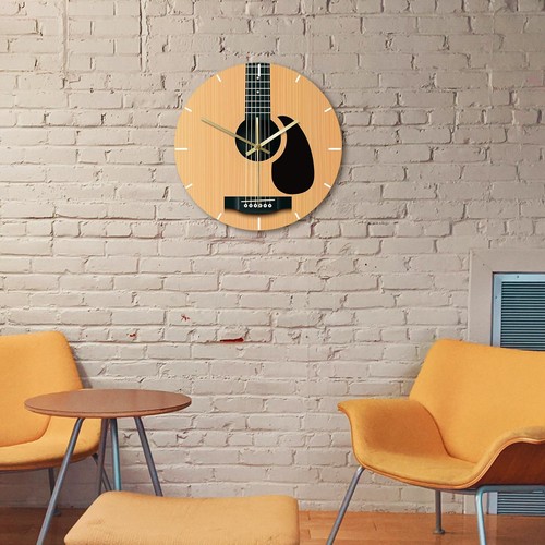 30cm Guitar Wall Clock Music Instrument Hanging No Ticking - Picture 2 of 11