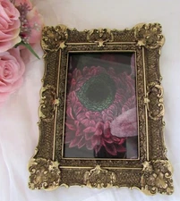 Antique Gold Ornate 4x6 frame,Baroque,Rococo,Hang or Stand,Victorian,Event Decor