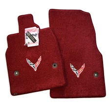 Chevrolet Corvette C8 Floor Mats for Red Mist Paint Color Silver Logos-InStock