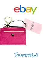 Juicy Couture Deboss Fuchsia Pile On Card Case~Key Chain~Coin Wallet~CUTE!!!
