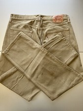 Vintage 501 Levis Button Fly Tan Brown Made In USA Straight Denim Jeans 38x34