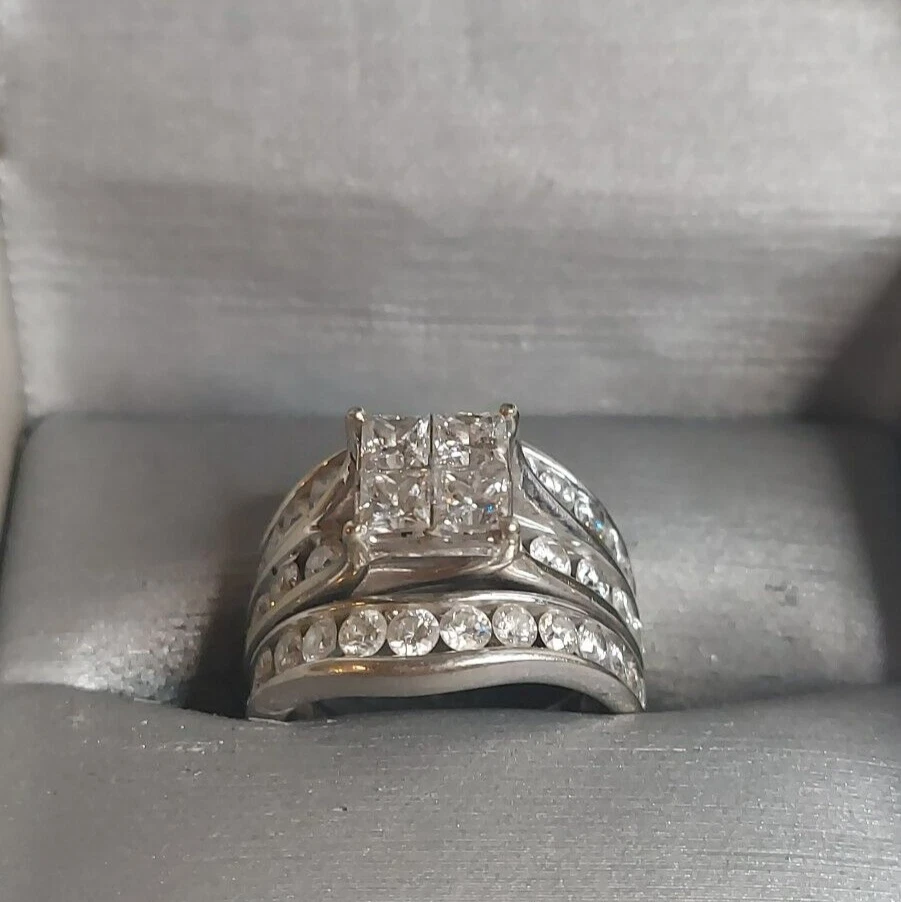 Women's ZALES GDM 14K White G Diamond Wedding Ring Set