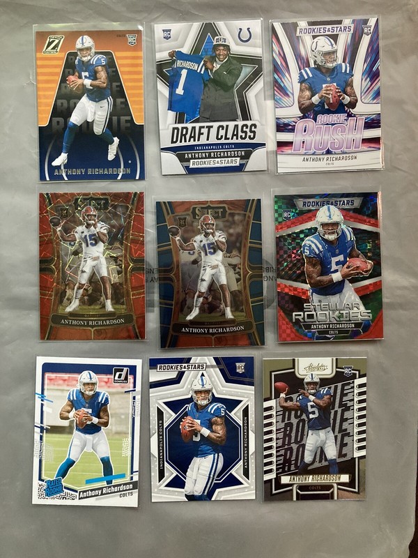Anthony Richardson 2023 RC (9) Lot Zenith, Select, Rookies & Stars, Absolute, DR