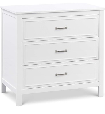 DaVinci Charlie 3-Drawer Dresser Baby Nursery Furniture in White Neutral Color 