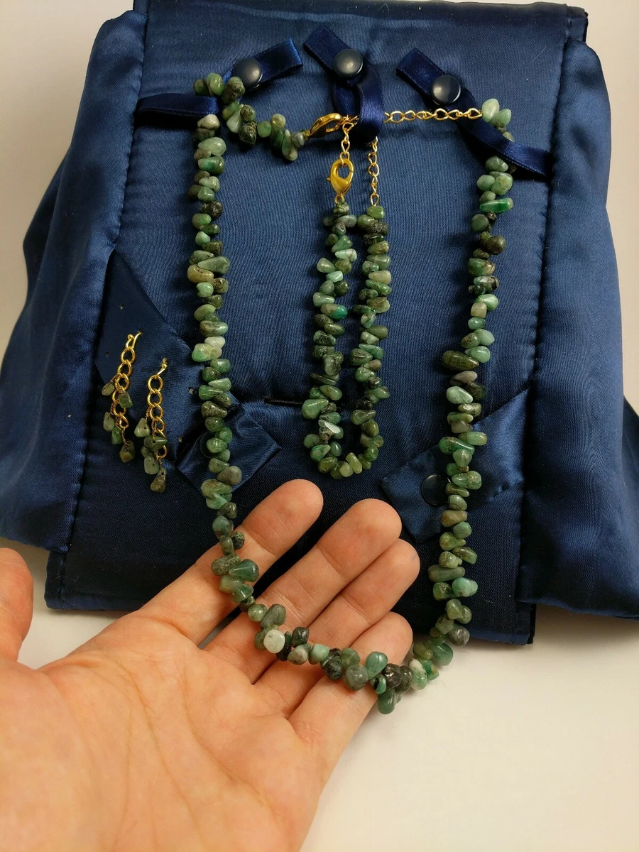 Stauer Cayman Emerald Green Necklace Bracelet Earring Set W Case