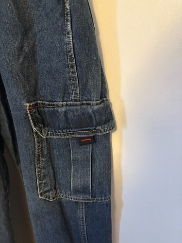 WRG Wrangler Jeans Co Boys Size 12 Regular Cargo Straight Leg Blue Denim Vintage - Picture 5 of 12