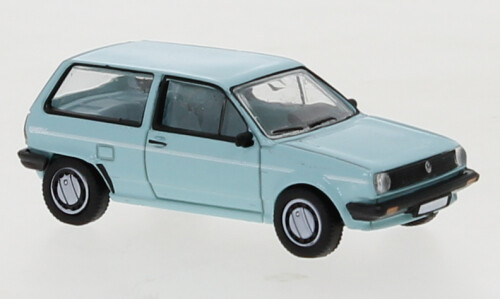 Brekina PCX870334 - 1/87 VW Polo II Fox, light turquoise/decor, 1985 - New